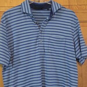 Greyson Golf Polo Mens Medium Navy/Sky Pima Cotton